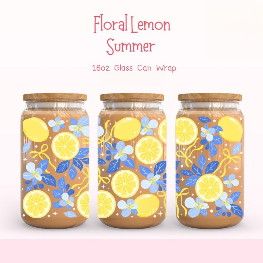 Lemon Floral UV DTF Transfer S - đánh giá và giá Rdta Tank Glass